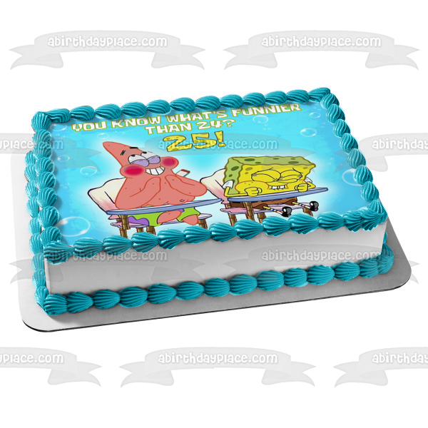 SpongeBob SquarePants and Patrick Laughing In School Desks Edible Cake Topper Image ABPID56493