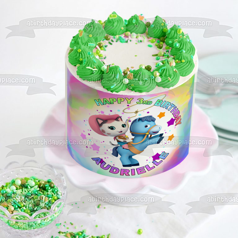 Sheriff Callie's Wild West Sparky Stars Happy Birthday Customizable Edible Cake Topper Image ABPID53547
