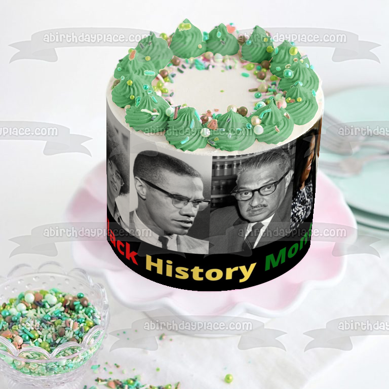 Mes de la Historia Negra Presidente Barak Obama Michelle Obama Malcom X Imagen comestible para tarta ABPID53567