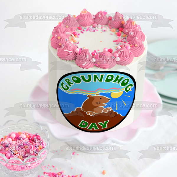 Groundhog Day Groundhog Edible Cake Topper Image ABPID53572