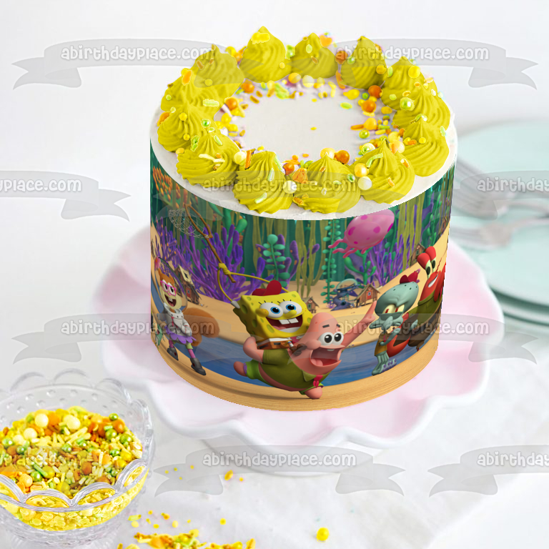 Kamp Koral: SpongeBob’s Under Years Patrick Sandy Mr. Krabs Squidword Edible Cake Topper Image ABPID53861
