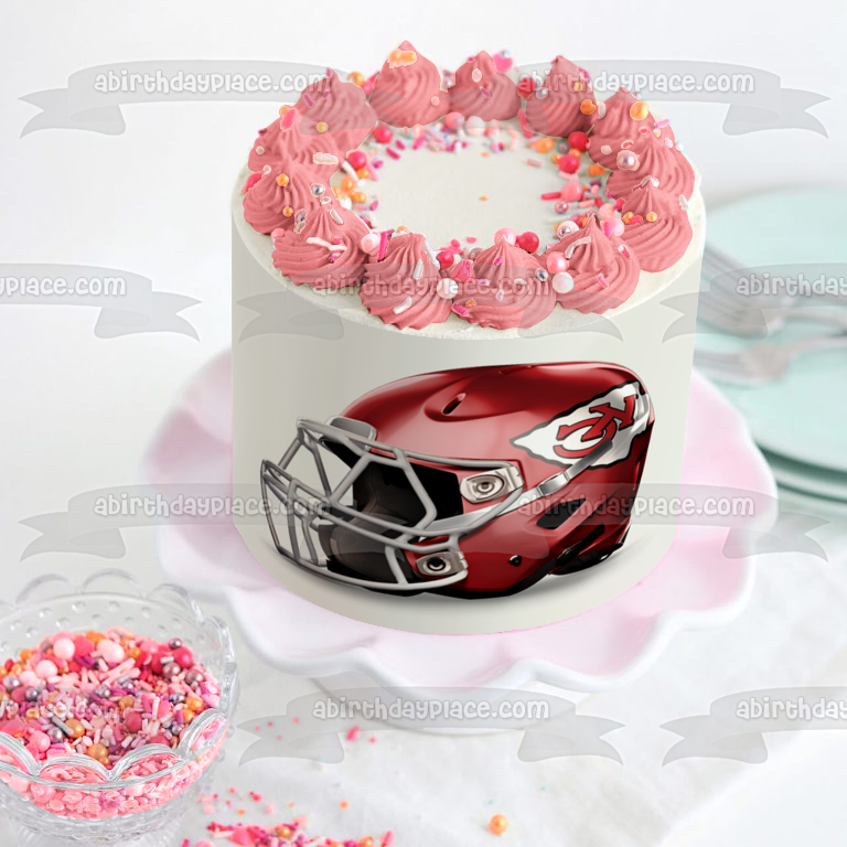 Kansas City Chiefs Helmet Edible Cake Topper Image ABPID53613