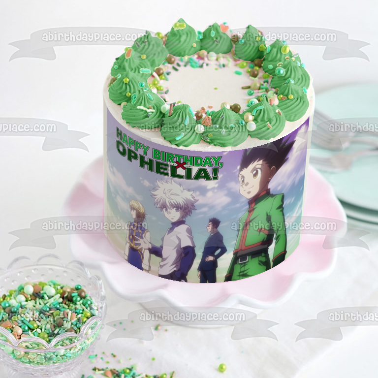 Hunter X Hunter Killua Gon Kurapika Leorio Happy Birthday Customization Edible Cake Topper Image ABPID53689
