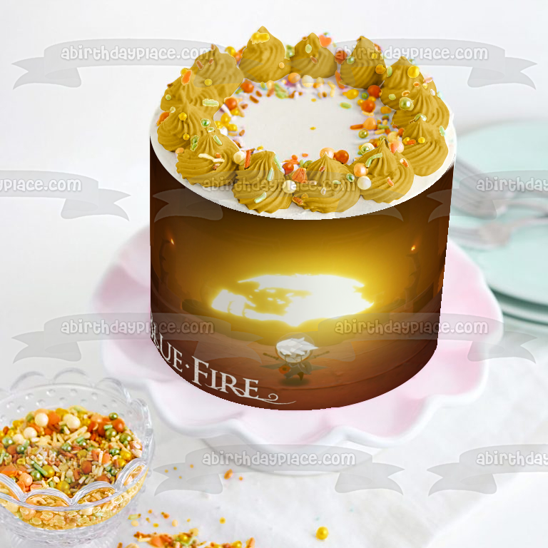 Imagen comestible para decoración de tarta con Umbra de fuego azul ABPID53969