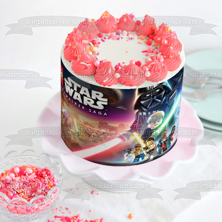 LEGO Star Wars: The Skywalker Saga Luke Skywalker Darth Vader Light Sabers Edible Cake Topper Image ABPID53992