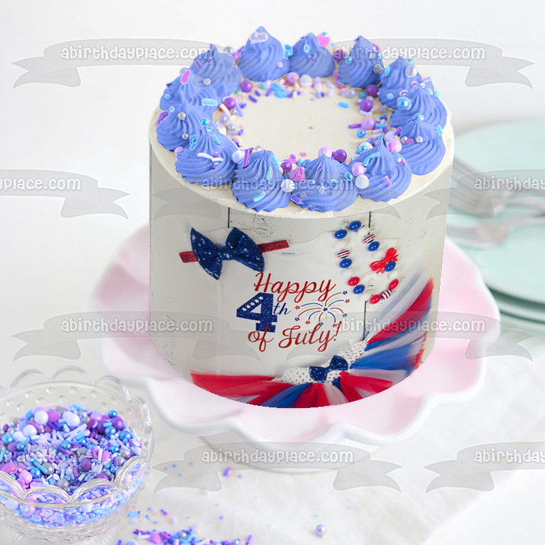 Happy 4th of July Independence Day Edible Cake Topper Image ABPID54063