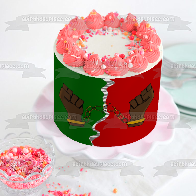 Juneteenth Freedom Day Fists with Broken Chains Edible Cake Topper Image ABPID54112