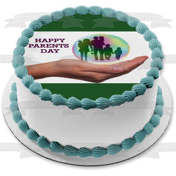Happy Parents Day Family Silhouette Edible Cake Topper Image ABPID54140
