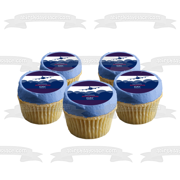 National Aviation Day August 19th Airplane Edible Cake Topper Image ABPID54173