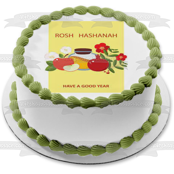 Rosh Hashanah "Have a Good Year" Assorted Fruits Edible Cake Topper Image ABPID54196
