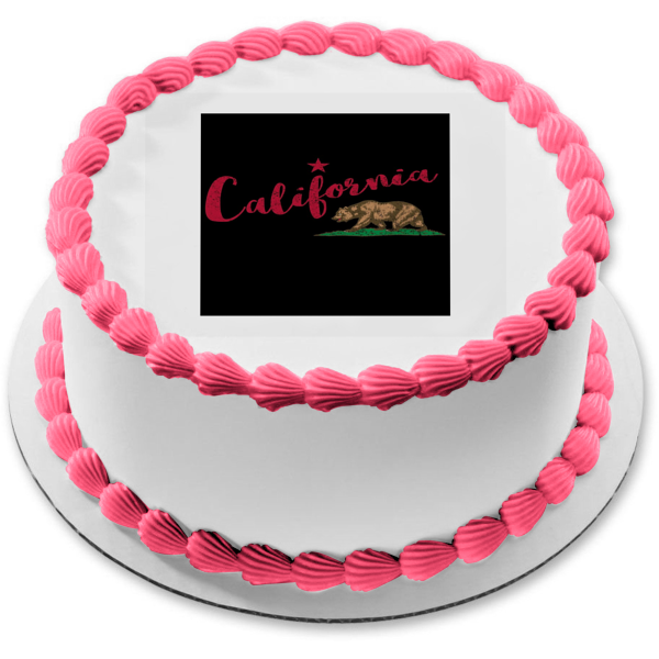 California Admission Day Brown Bear Edible Cake Topper Image ABPID5419 A Birthday Place