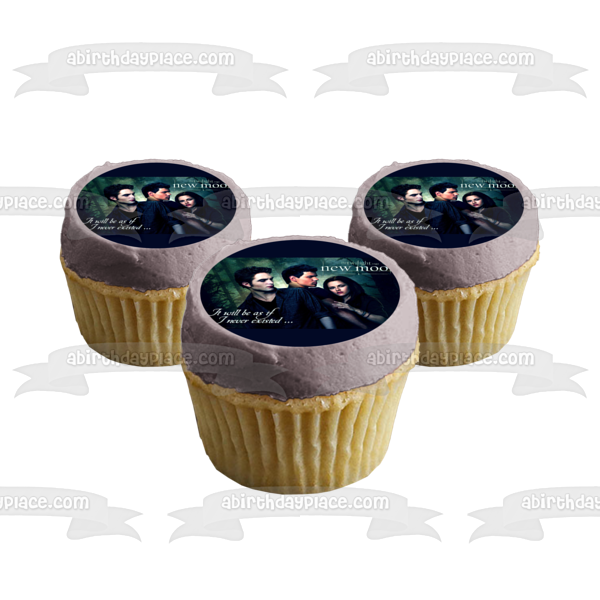 La saga Crepúsculo: Luna Nueva Bella Edward Jacob "Será como si nunca hubiera existido" Imagen comestible para decoración de tarta ABPID54550