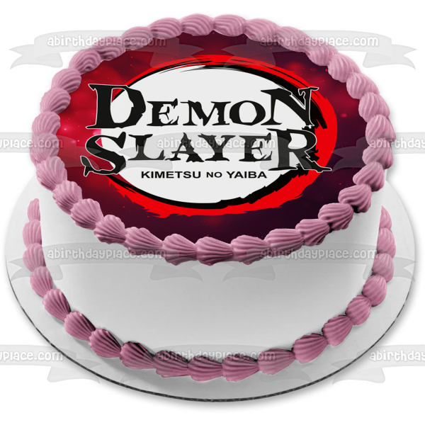 Personalized Demon Slayer: Kimetsu No Yaiba Logo Edible Cake Topper Image ABPID56532