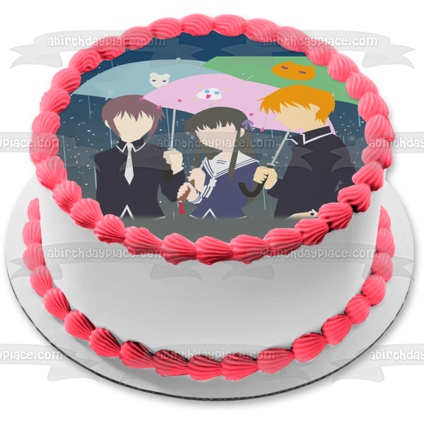 Fruits Basket Furuba Stylized Umbrellas Yuki Kyo Tohru Edible Cake Topper Image ABPID56535