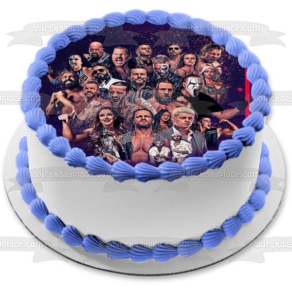 All Elite Aew Men and Women Splatter Paint the Bunny Daniel Garcia and Brian Cage Edible Cake Topper Image ABPID56549