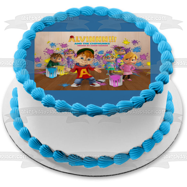 Alvinnn!!! And the Chipmunks Brittany Simon Alvin Theodore Jeanette and Eleanor Edible Cake Topper Image ABPID56550