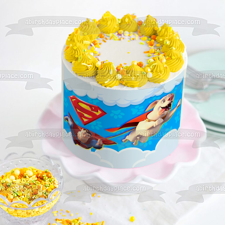 DC League of Super Pets Superman and Krypto Sky Walking Edible Cake Topper Image ABPID56577