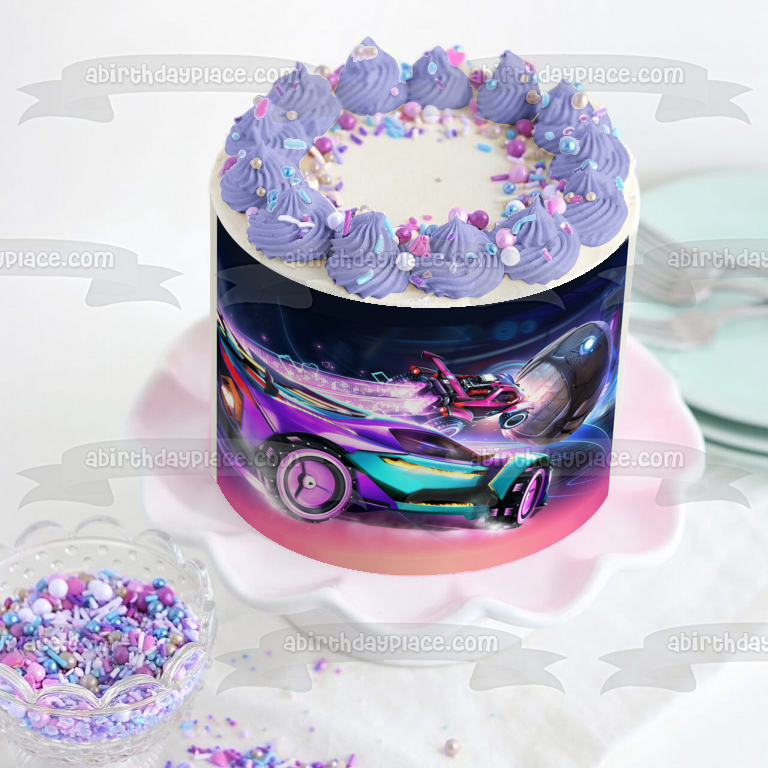 Rocket League Pass the Ball Fútbol Videojuego Race Cars Esport Adorno comestible para tarta Imagen ABPID56626