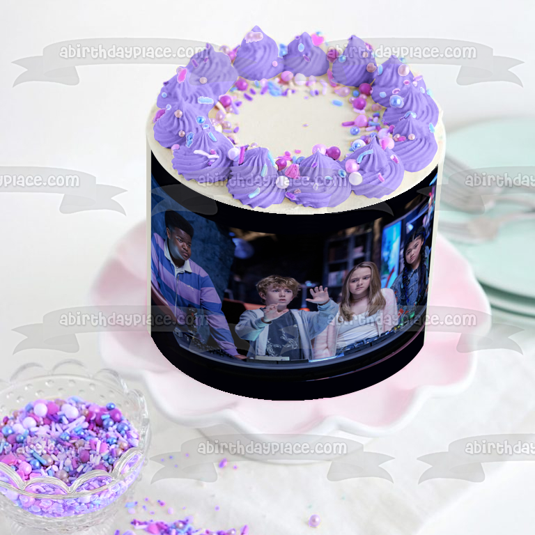 Secret Headquarters Charlie Lizzie Berger and Maya at the Computer Edible Cake Topper Image ABPID56631