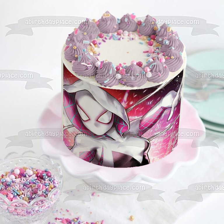 Spider-Man A través del Spider-Verse Spider-Gwen Imagen de adorno comestible para pastel ABPID56635