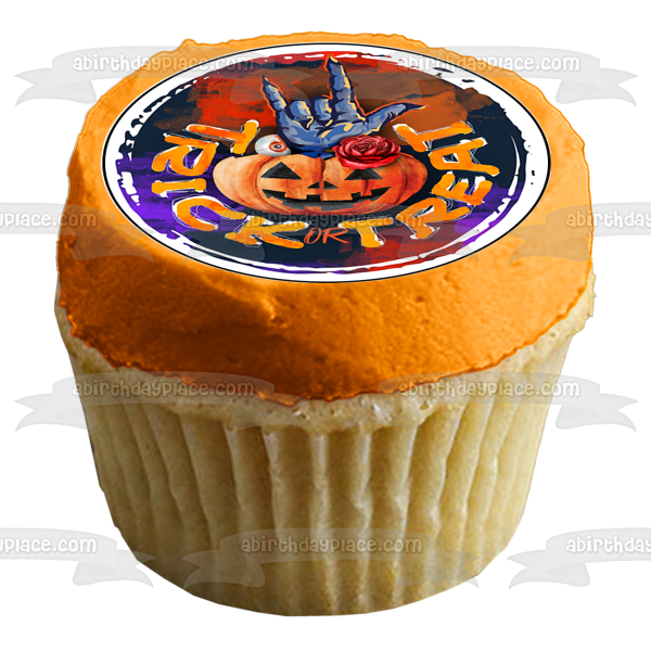 Halloween estilizado color pop Jack O' Lanterns gatos negros fantasmas y brujas imágenes comestibles para cupcakes ABPID56595