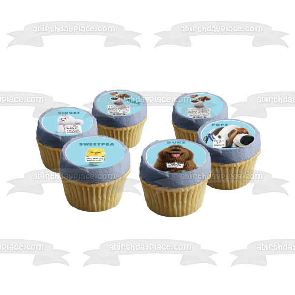 La vida secreta de las mascotas Chloe Buddy Duke Gidget Max Mel Pops Snowball Sweetpea y Mel Edible Cupcake Topper Imágenes ABPID04827