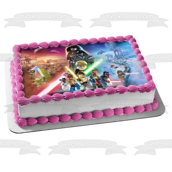 LEGO Star Wars: The Skywalker Saga Darth Vader Light Sabers Edible Cake Topper Image ABPID53989
