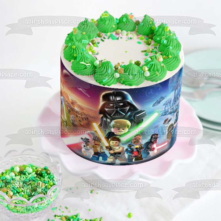 LEGO Star Wars: The Skywalker Saga Darth Vader Light Sabers Edible Cake Topper Image ABPID53989