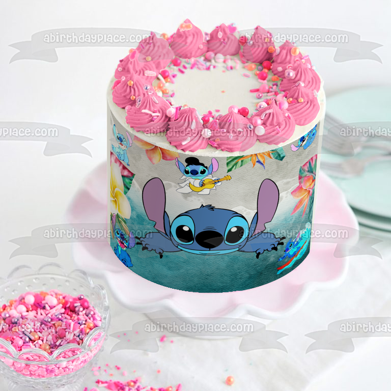 Disney Lilo and Stitch Beach Day Edible Cake Topper Image ABPID56769