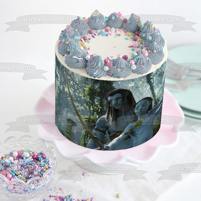 Avatar: El Camino del Agua Lo'ak y Tuktirey Cazando Imagen comestible para decoración de tarta ABPID56829