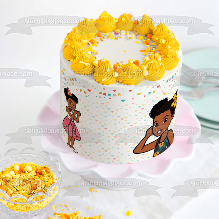 Gracie's Corner Hearts Stars Party Edible Cake Topper Image ABPID56847