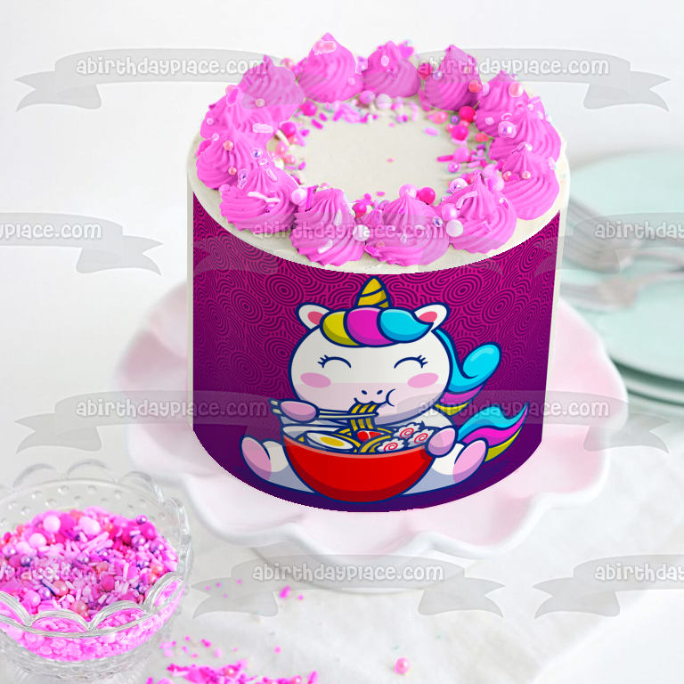 Magical Noodlecorn Unicorn Ramen Noodle Oriental Anime Manga Illustration Edible Cake Topper Image ABPID56851