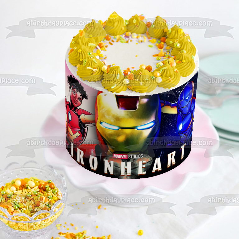 Iron Heart with Assorted Characters Edible Cake Topper Image ABPID56926