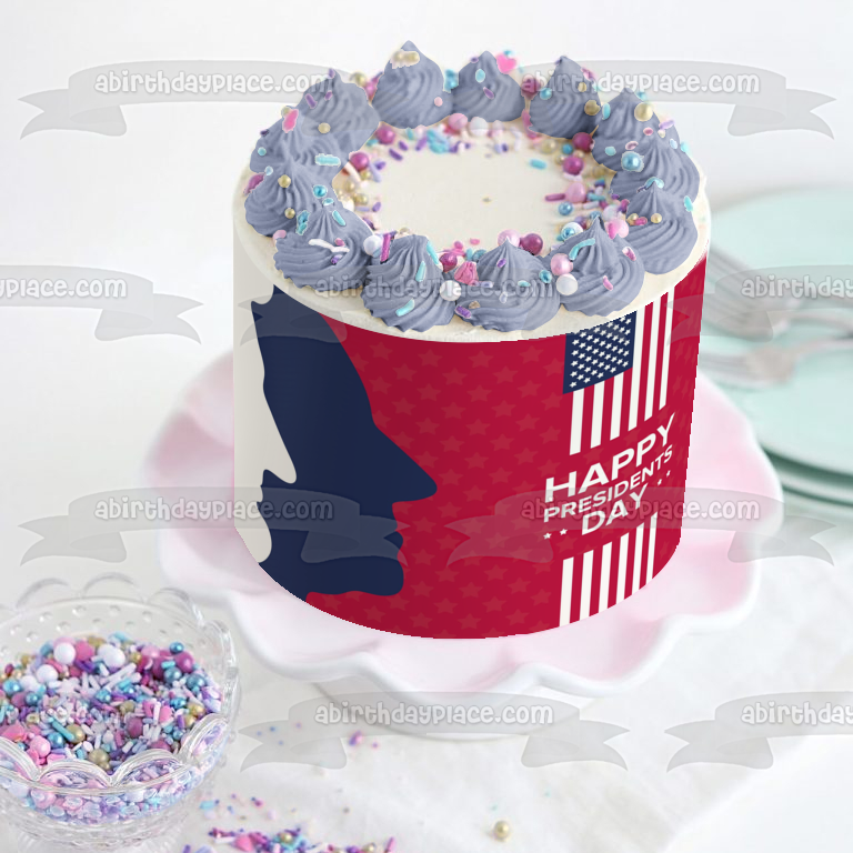 Happy President's Day American Flag Edible Cake Topper Image ABPID57023