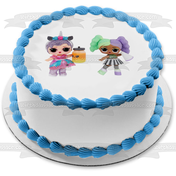 Adorno comestible para tarta con muñeca brillante y Cheer Boo de LOL Surprise, imagen ABPID57058