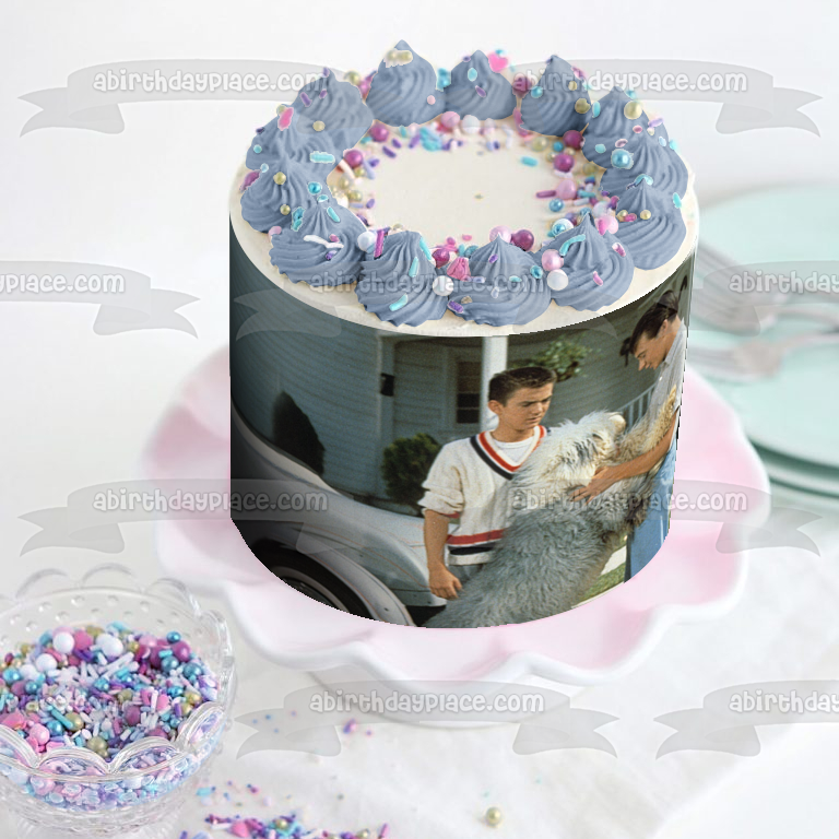 Decoración comestible para tarta con diseño de perro peludo, Wilson y Wilby, imagen ABPID57074