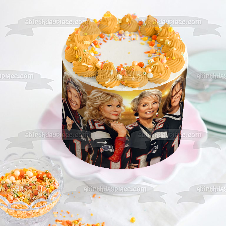 80 para Brady Trish Betty Maura y Lou vistiendo camisetas de fútbol Adorno comestible para tarta Imagen ABPID57261