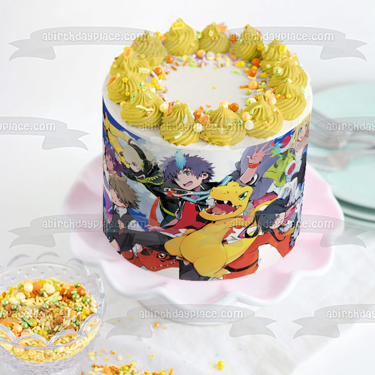 Digimon World: Next Order Wargreymon Metalgarurumon Takuto and Shiki Edible Cake Topper Image ABPID57275