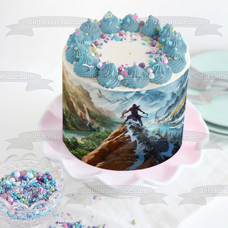 Horizon Call of the Mountain Game Scene Edible Cake Topper Image ABPID57290