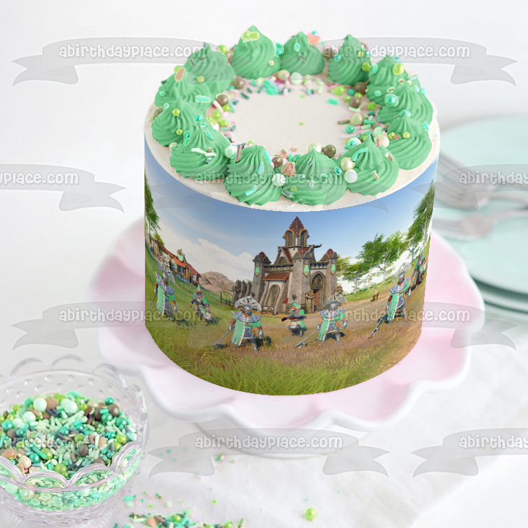 Imagen de decoración comestible para tarta de los colonos Dario Pilgrim Helias y Erec ABPID57318