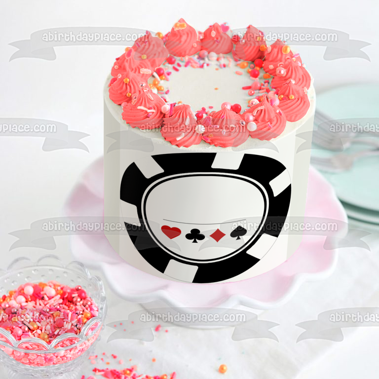 Poker Chip Suits Blackjack Poker Casino Edible Cake Topper Image ABPID57319