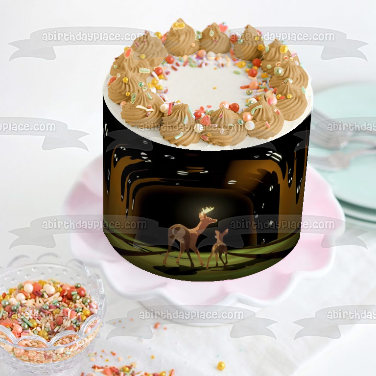 Way to the Woods Deer and Her Fawn Edible Cake Topper Image ABPID57371