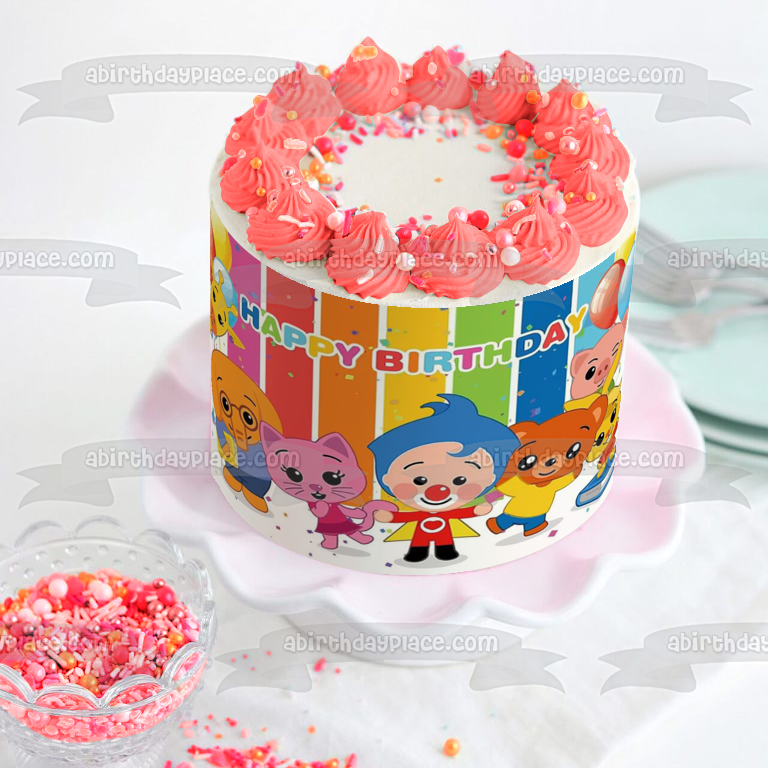Plim Plim Mei Li Acuarella and Nesho Happy Birthday Edible Cake Topper Image ABPID57485