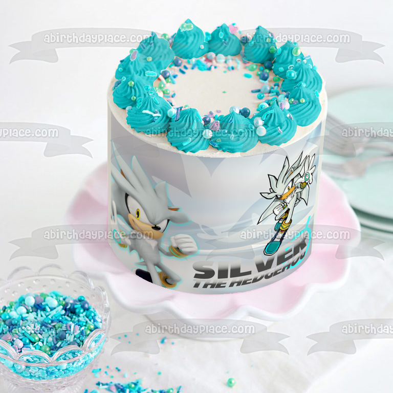 Silver the Hedgehog Customizable Edible Cake Topper Image ABPID57508