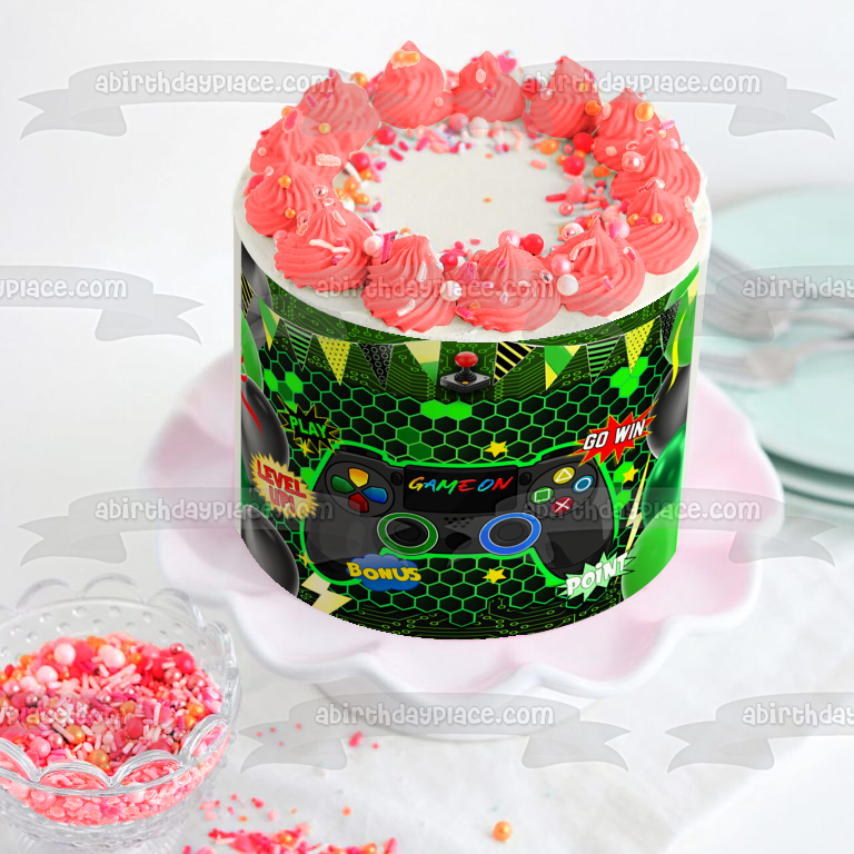 Game on Point Level Up Bonus Play Edible Cake Topper Image ABPID57671