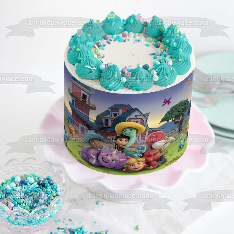 Imagen comestible para decoración de tarta Dino Ranch Jon Min y Miguel ABPID57637