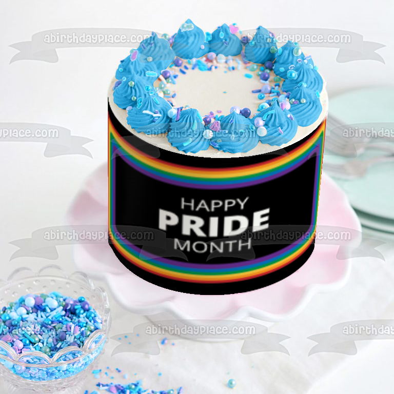 Imagen comestible para decoración de tarta del Mes del Orgullo feliz ABPID57684