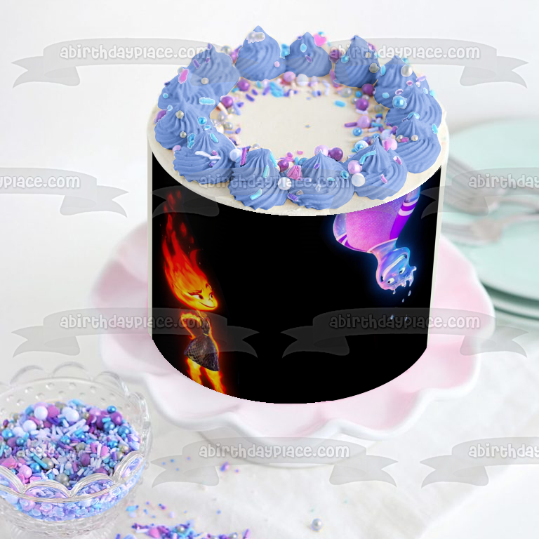 Elemental Wade y Ember colgando como adorno comestible para pastel Imagen ABPID57714