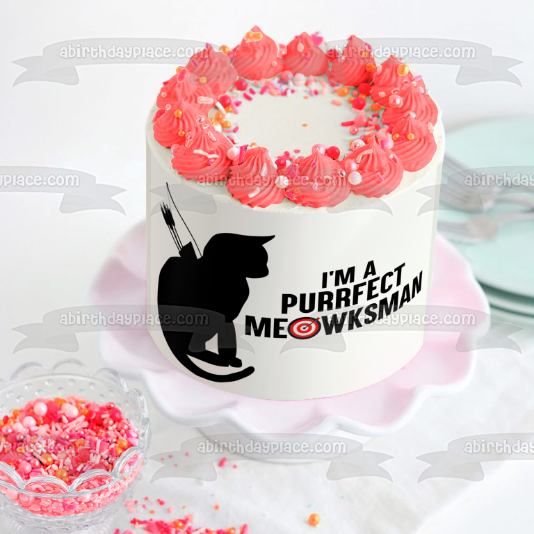 Purrfect Meowksman Archer Cat Silhouette Dungeons and Dragons Edible Cake Topper Image ABPID57719