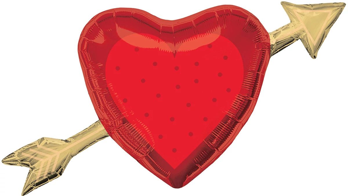 Corazón de globo lleno de aire con flecha